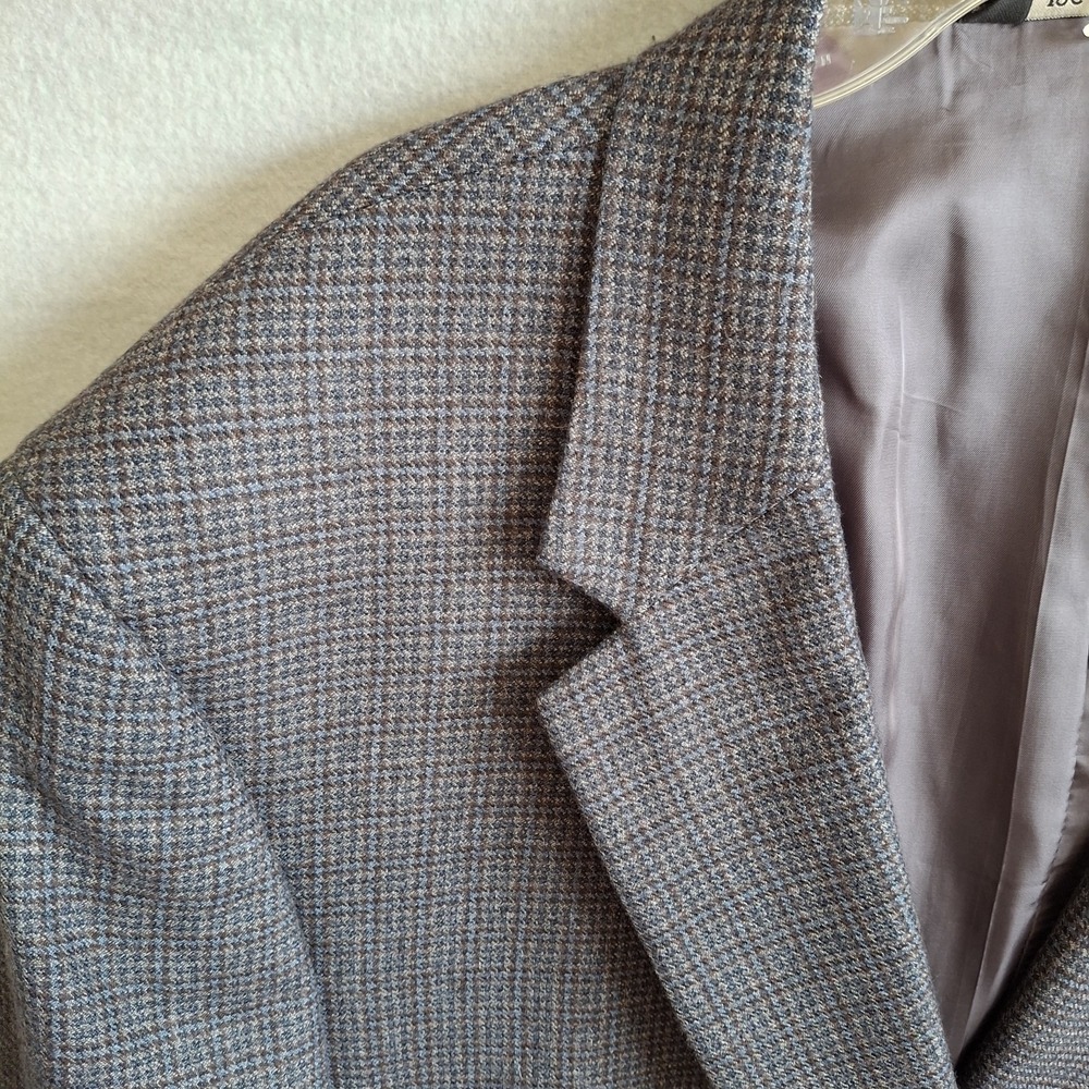 Jos A Bank Signature Collection Mens 48R Blazer Sport Coat 100% Wool Plaid Gray